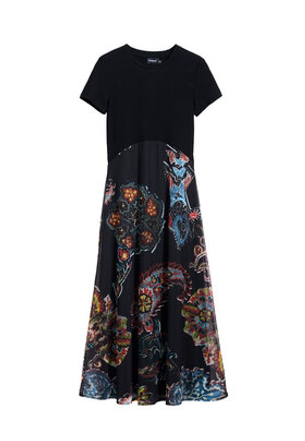 Desigual Sukienka codzienna Paisley 25SWVK32 Czarny Regular Fit. Okazja: na co dzień. Kolor: czarny. Materiał: wiskoza. Wzór: paisley. Typ sukienki: proste. Styl: casual