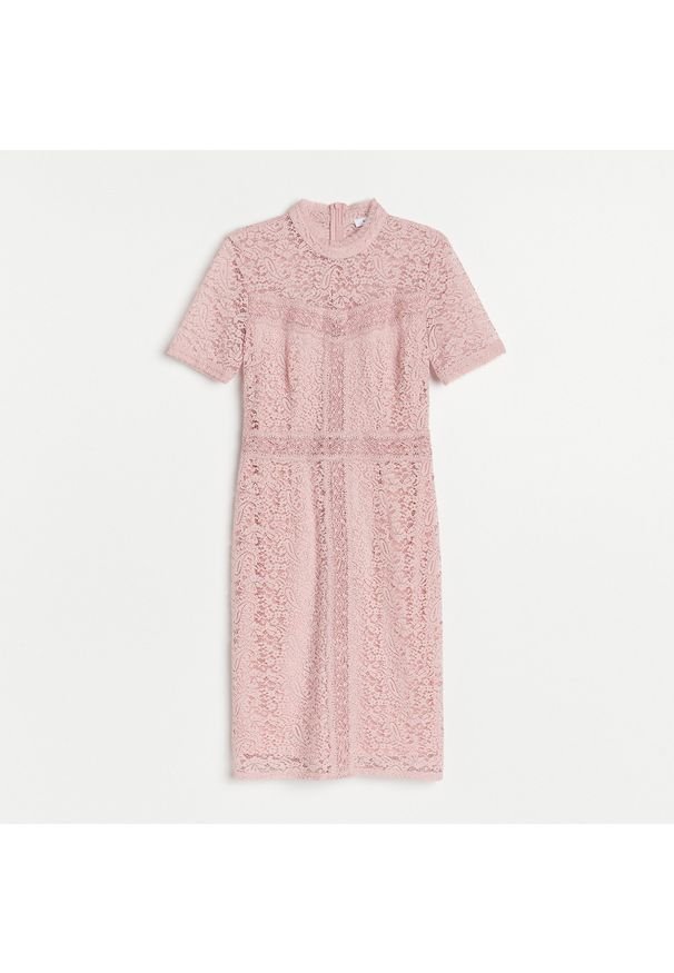 Reserved - Koronkowa sukienka mini - Różowy. Kolor: różowy. Materiał: koronka. Długość: mini