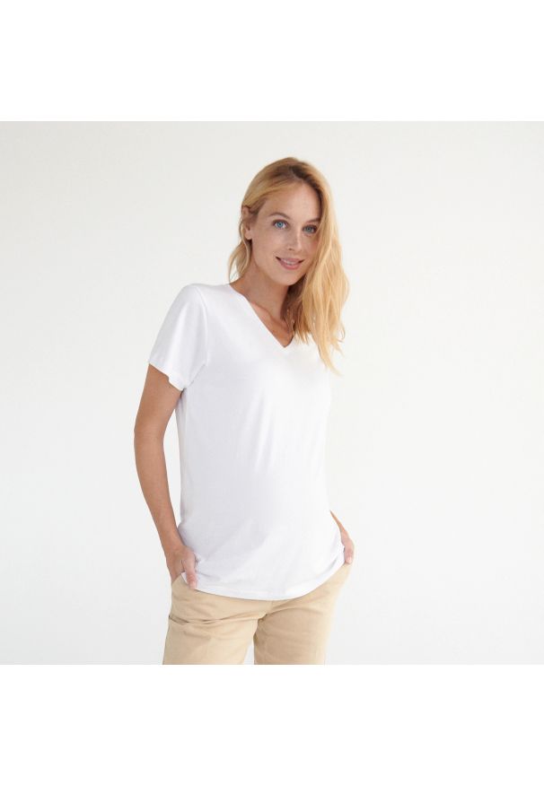 Reserved - T-shirt z bawełny pima - Biały. Kolor: biały. Materiał: bawełna