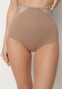 Renee - Ciemnobeżowe Majtki Modelujące High Waist Savirolle. Stan: podwyższony. Kolor: beżowy. Materiał: jeans