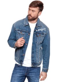Lee - KURTKA JEANSOWA LEE OVERSIZED RIDER DUSK VINTAGE L88Z44ATA. Materiał: jeans. Wzór: nadruk. Styl: vintage #9
