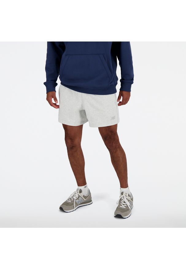 Spodenki męskie New Balance MS41511AHH – szare. Kolor: szary. Materiał: bawełna, dresówka