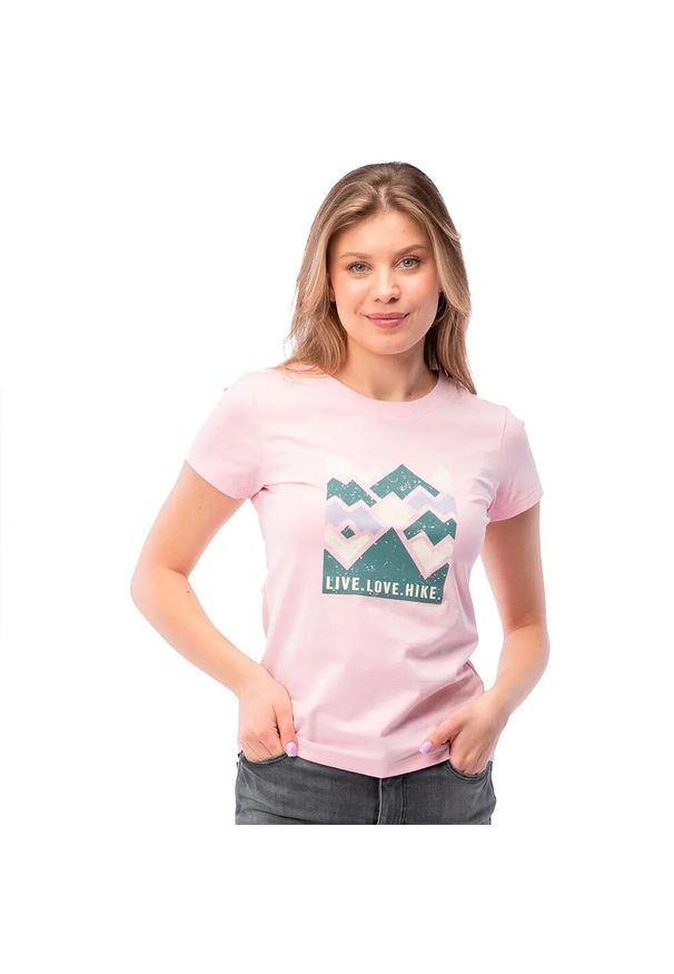 Hi-tec - T-shirt Damski Z Krótkim Rękawem Aldys. Kolor: różowy. Długość rękawa: krótki rękaw. Długość: krótkie
