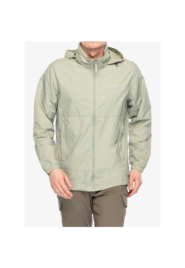 columbia - Kurtka przeciwwiatrowa męska Columbia Loop Basin Windbreaker. Kolor: zielony. Materiał: softshell. Sport: turystyka piesza