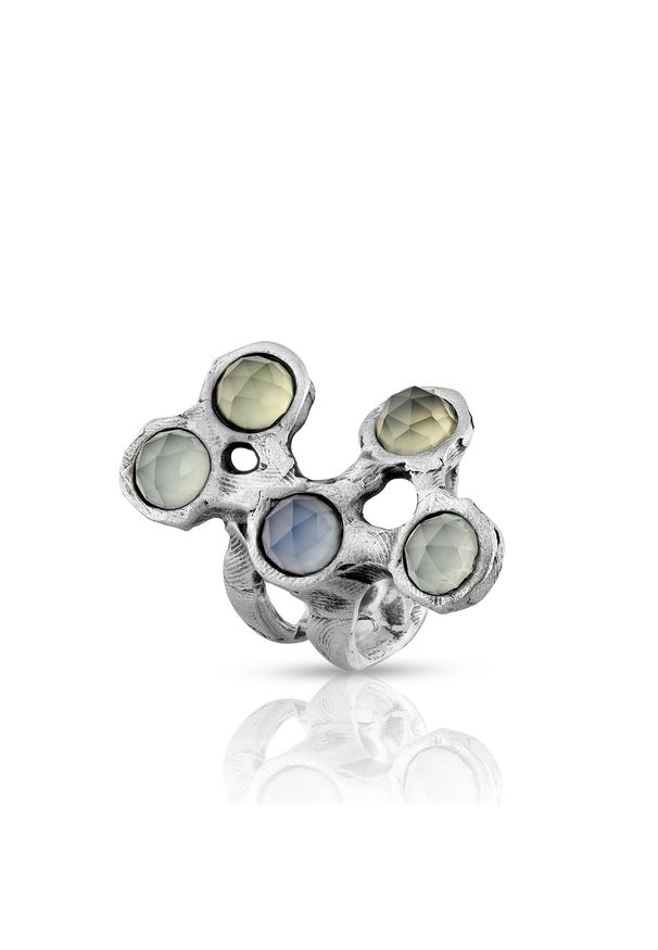 W.KRUK - Pierścionek srebrny Motyle. Materiał: srebrne. Kolor: srebrny. Wzór: aplikacja. Kamień szlachetny: agat