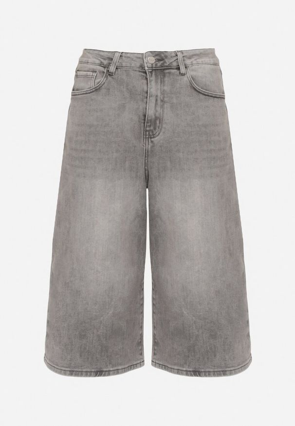 Born2be - Szare Szerokie Szorty Jeansowe Bermudy o Długości 3/4 Talisse. Okazja: na co dzień. Kolor: szary. Materiał: jeans. Sezon: lato, wiosna. Styl: casual