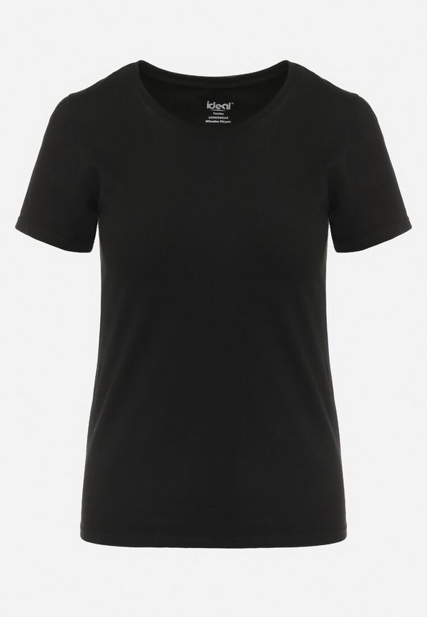 Born2be - Czarny Bawełniany T-shirt o Klasycznym Kroju Zilira. Kolor: czarny. Materiał: bawełna. Styl: klasyczny