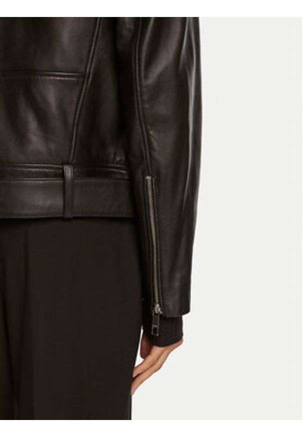 BOSS - Boss Kurtka skórzana Safiyana 50518257 Czarny Oversize. Kolor: czarny. Materiał: skóra