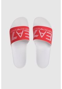 EA7 Emporio Armani - EA7 Koralowo-białe klapki z białym logo, Rozmiar 40. Kolor: biały