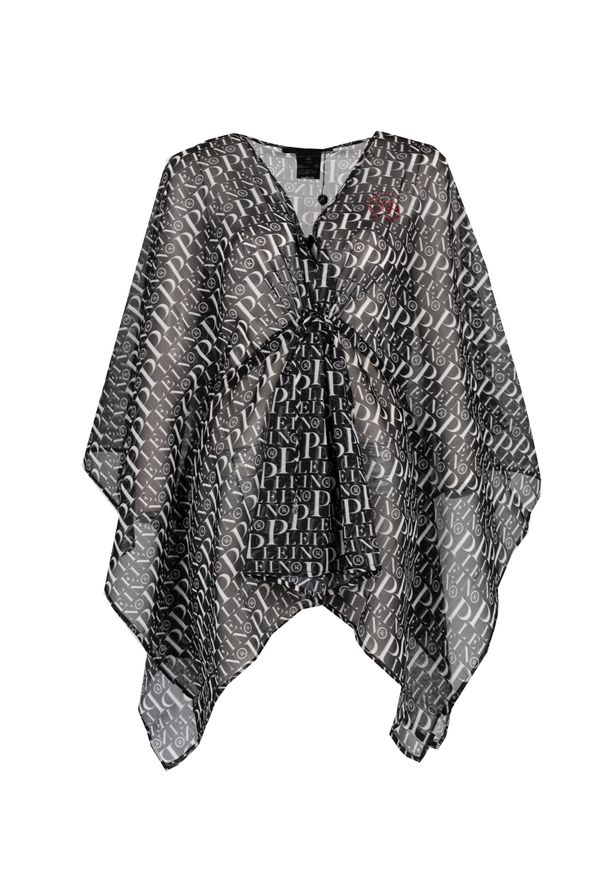 Philipp Plein Ponczo | DMPPP12 | Poncho | Kobieta | Czarny. Typ kołnierza: dekolt w kształcie V. Kolor: czarny. Materiał: poliester. Długość rękawa: krótki rękaw. Długość: krótkie. Wzór: aplikacja