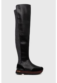 Liu Jo Kozaki damskie kolor czarny na platformie. Nosek buta: okrągły. Kolor: czarny. Materiał: guma. Szerokość cholewki: normalna. Obcas: na platformie #1