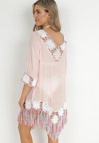 Born2be - Różowa Tunika Boho Asymetryczna Aroyal. Okazja: na plażę. Kolor: różowy. Materiał: tkanina. Styl: boho