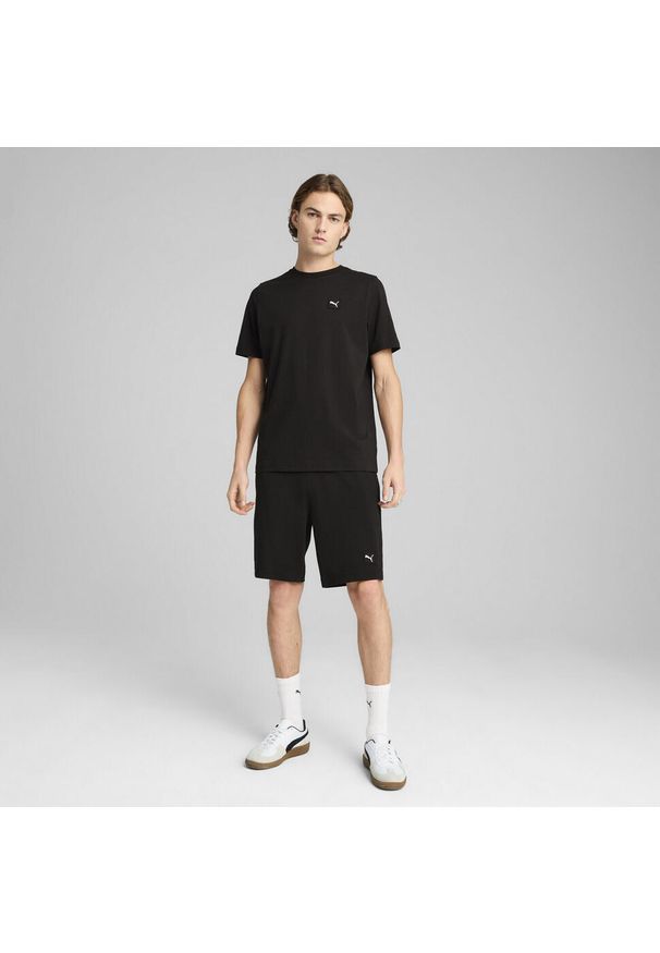 Puma - Męska koszulka Essentials Elevated PUMA Black. Kolor: czarny. Wzór: aplikacja, haft