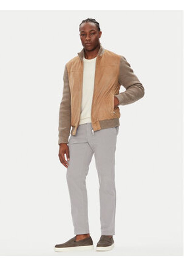 Milestone Kurtka skórzana MSNicolas 531628 60690 Beżowy Regular Fit. Kolor: beżowy. Materiał: akryl, skóra