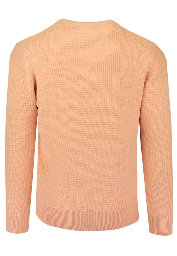 Lekki, Męski Sweter Bawełniany - Pako Jeans - Brzoskwiniowy. Okazja: na spotkanie biznesowe, do pracy. Kolor: pomarańczowy. Materiał: bawełna. Styl: biznesowy, klasyczny