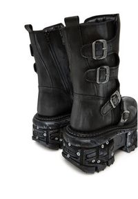 NEW ROCK Botki M-373SC-C1 Szary. Kolor: szary. Materiał: skóra. Styl: rockowy #4