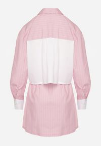 Born2be - Różowy Komplet Koszula Zapinana na Guziki Spódnica z Gumką w Pasie Tiamalinda. Kolor: różowy. Wzór: aplikacja #5