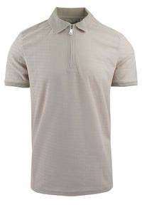 Dzianinowe Polo - Dekolt na Zamek - Brave Soul - Beż. Okazja: na co dzień. Typ kołnierza: polo. Kolor: beżowy, wielokolorowy, brązowy. Materiał: poliester. Styl: casual #1