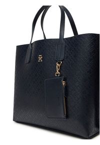 TOMMY HILFIGER - Tommy Hilfiger Torebka Th Distinct Satchel Mono AW0AW17174 Granatowy. Kolor: niebieski. Materiał: skórzane #6