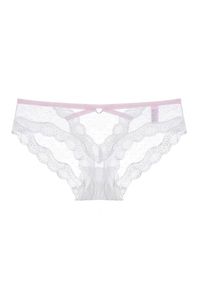 Intica - Majtki ażurowe z wycięciem na romantyczny wieczór Nailya. Kolor: biały. Materiał: tkanina, materiał. Wzór: ażurowy