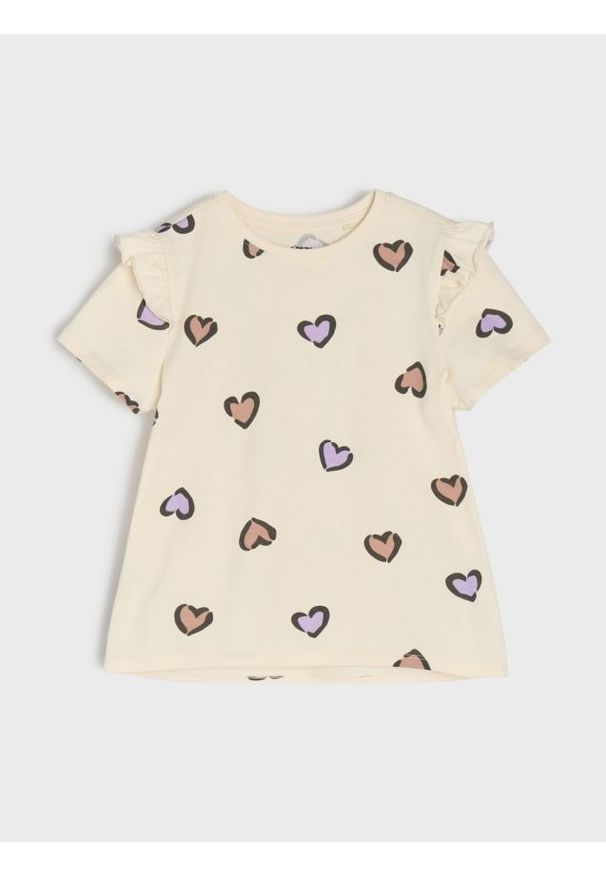 Sinsay - Bawełniana koszulka ze wzorem w serca - wielobarwny. Materiał: bawełna