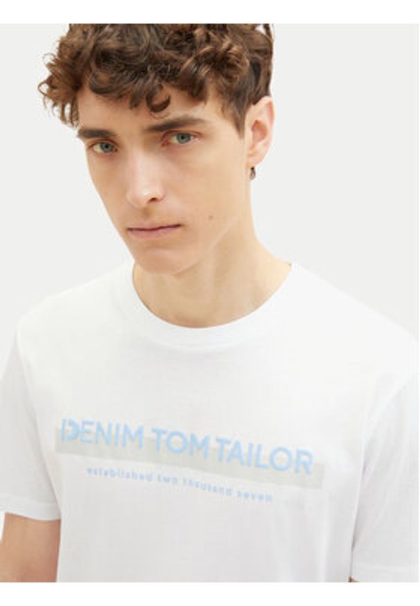 Tom Tailor Denim T-Shirt 1037653 Biały Basic Fit. Kolor: biały. Materiał: bawełna