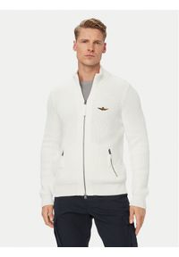 Aeronautica Militare Kardigan 262MA1664UL00409 Kremowy Regular Fit. Kolor: kremowy. Materiał: bawełna #1