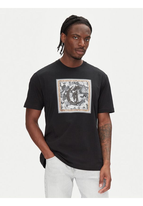 Just Cavalli T-Shirt 78OAHC10 Czarny Regular Fit. Kolor: czarny. Materiał: bawełna