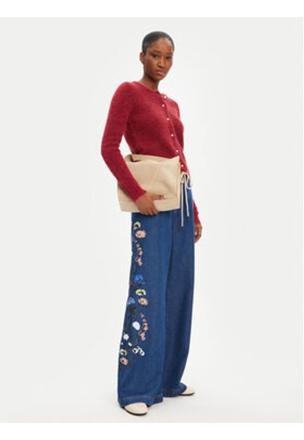 Munthe Jeansy Obey 252141025203 Niebieski Wide Leg. Kolor: niebieski