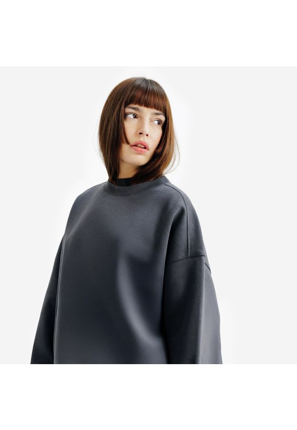 Decathlon - Bluza okrągły dekolt damska Elementals. Kolor: szary. Materiał: poliester, tkanina, bawełna, elastan, materiał, prążkowany