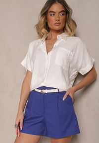 Renee - Niebieskie Szorty z Bawełną High Waist w Klasycznym Stylu Sefore. Stan: podwyższony. Kolor: niebieski. Materiał: bawełna. Sezon: lato. Styl: klasyczny