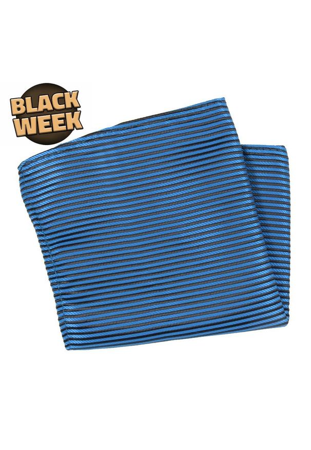 His Story - Poszetka, Niebiesko-Czarna w Paski, Prążki, Męska, Elegancka -HIS STORY. Kolor: niebieski. Materiał: mikrofibra. Wzór: paski, prążki