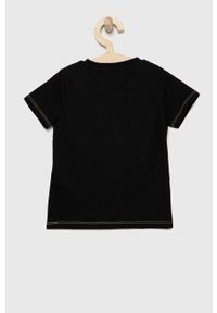 Guess t-shirt bawełniany dziecięcy kolor czarny wzorzysty. Okazja: na co dzień. Kolor: czarny. Materiał: bawełna. Wzór: haft. Styl: casual #3