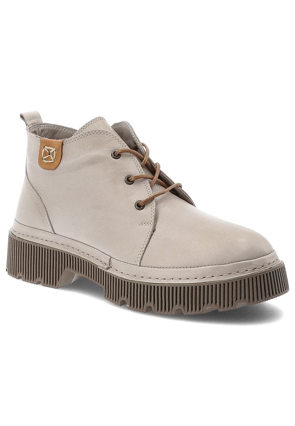 Beżowe Botki Artiker Stylowe Obuwie Damskie. Okazja: na co dzień. Kolor: beżowy. Materiał: skóra. Szerokość cholewki: normalna. Sezon: zima. Styl: elegancki