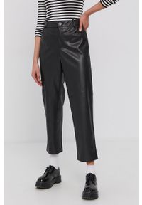 only - Only Spodnie damskie kolor czarny proste high waist. Stan: podwyższony. Kolor: czarny. Materiał: materiał