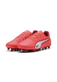 Puma - Młodzieżowe buty piłkarskie KING Match FG/AG PUMA Glowing Red White Fire. Kolor: biały, czerwony, wielokolorowy. Sport: piłka nożna