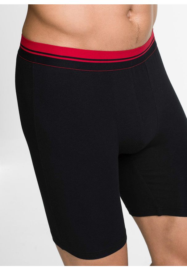 bonprix - Długie bokserki o dopasowanym kroju z bawełną (2 pary). Kolor: czarny. Materiał: bawełna. Długość: długie. Wzór: paski