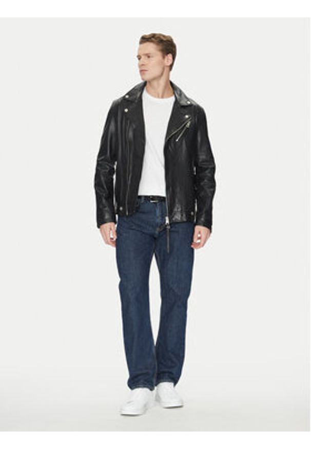 Guess Kurtka skórzana M2YL12 L0QN0 Czarny Regular Fit. Kolor: czarny. Materiał: skóra