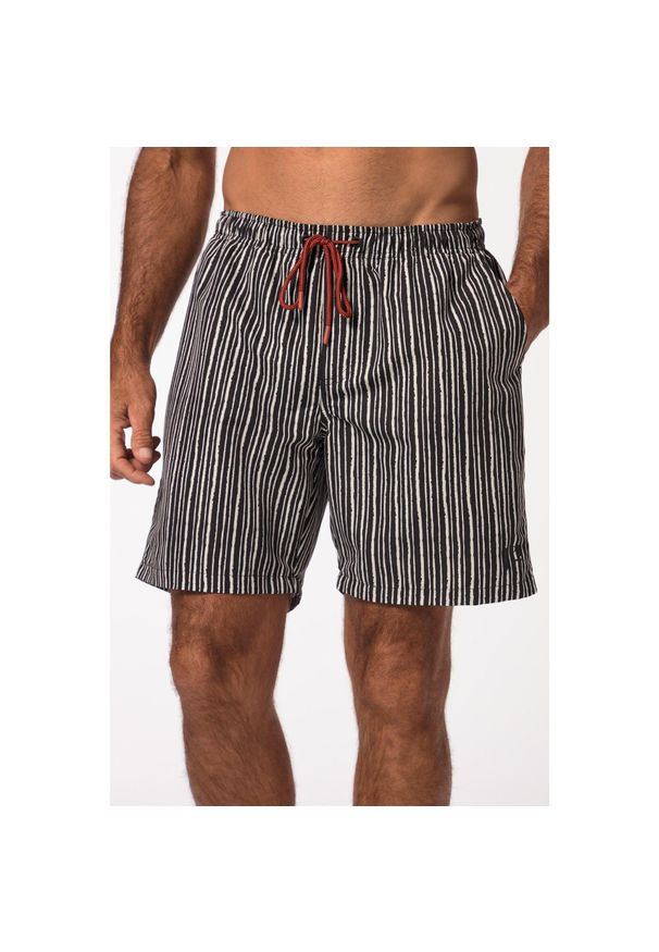 JAY-PI - Męskie Kąpielówki moda plażowa elastyczny pas paski do rozm. 8 XL. Kolekcja: plus size. Kolor: czarny. Materiał: poliester, materiał. Wzór: paski