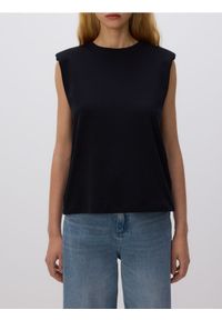 Reserved - T-shirt z poduszkami na ramionach - czarny. Kolor: czarny. Materiał: bawełna, dzianina