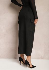 Renee - Czarna Maxi Spódnica z Dzianiny z Ozdobnym Rozcięciem i Kieszeniami Arirpe. Kolor: czarny. Materiał: dzianina. Styl: elegancki #4