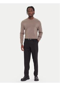 Calvin Klein Sweter LV04LB305G Beżowy Regular Fit. Kolor: beżowy. Materiał: wełna