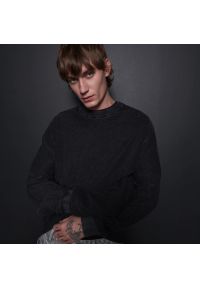 Reserved - Bawełniany sweter basic - Szary. Kolor: szary. Materiał: bawełna