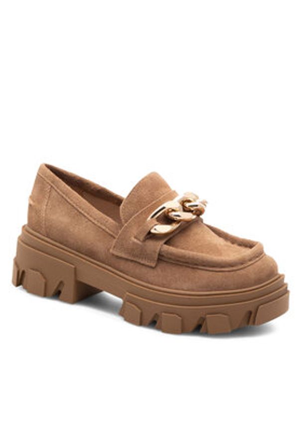 Badura Loafersy SOPHIA-01 Brązowy. Kolor: brązowy. Materiał: zamsz, skóra