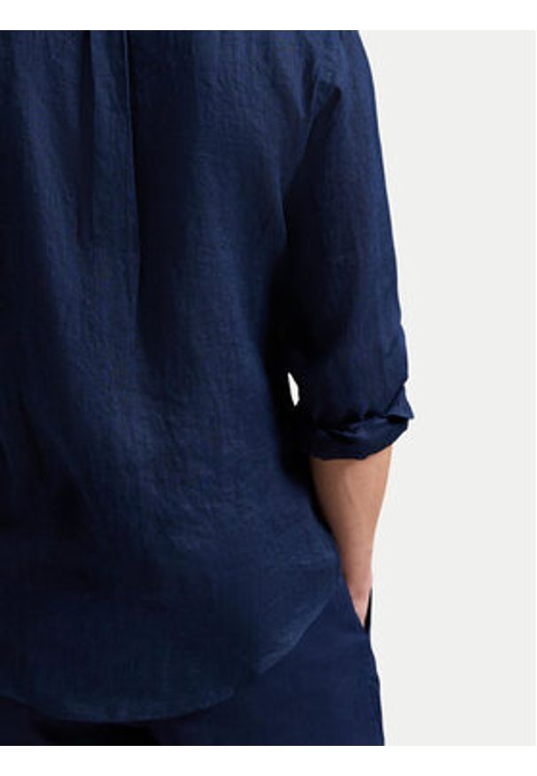Polo Ralph Lauren Koszula 710968925002 Granatowy Slim Fit. Typ kołnierza: polo. Kolor: niebieski. Materiał: len