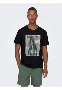Only & Sons T-Shirt 22026378 Czarny Regular Fit. Kolor: czarny. Materiał: bawełna