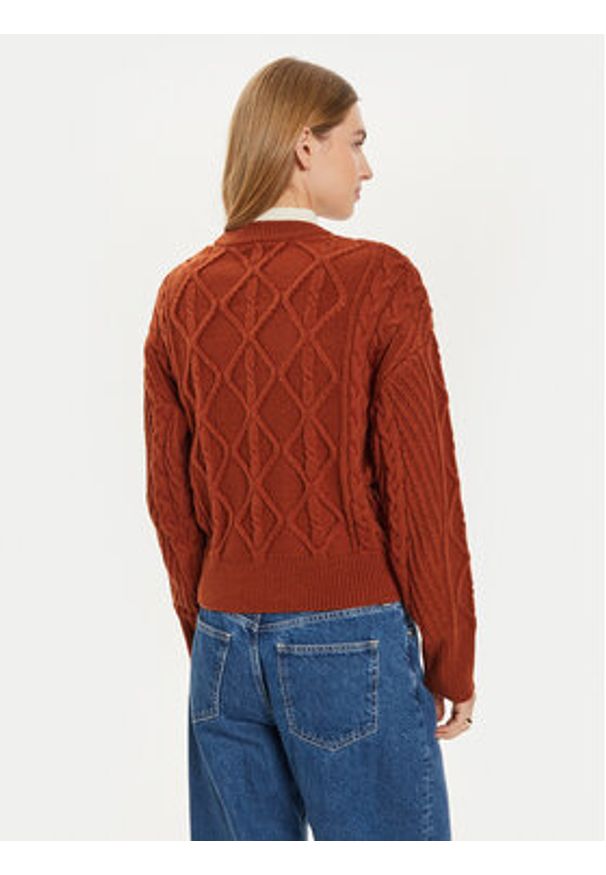 Wrangler Sweter 112356473 Brązowy Regular Fit. Kolor: brązowy. Materiał: syntetyk