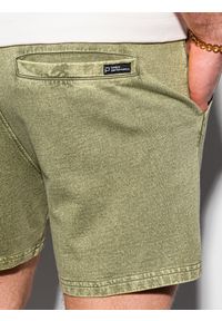 Ombre Clothing - Krótkie spodenki męskie dresowe - oliwkowe V5 W293 - L. Kolor: oliwkowy. Materiał: dresówka. Długość: krótkie. Sezon: lato #3