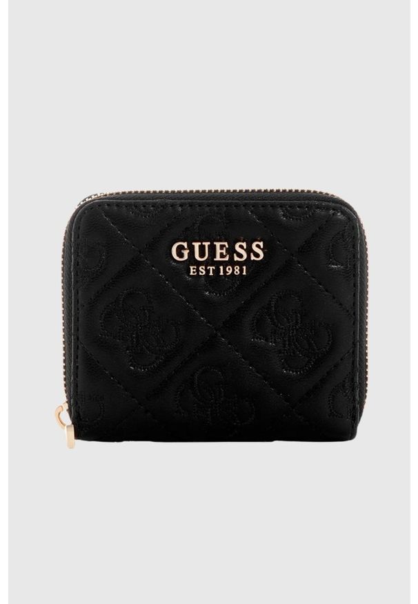 Guess - GUESS Czarny damski portfel Adelasia. Kolor: czarny. Materiał: skóra ekologiczna