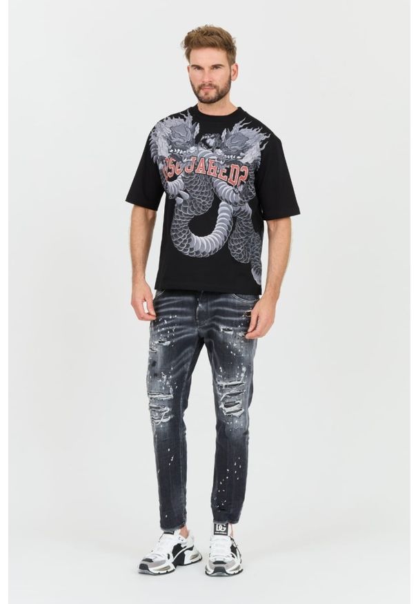 DSQUARED2 Czarny męski t-shirt Loose Fit Tee, Rozmiar M. Kolor: czarny
